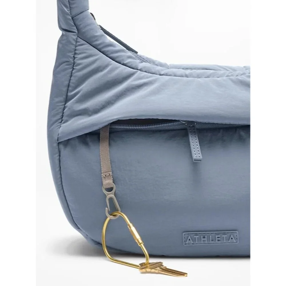 Athleta All About Sheen Small Crossbody Hobo Bag Blue Star
